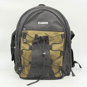 Canon Camera Backpack Black Olive Green DSLR Gear Bag Padded Straps Bungee